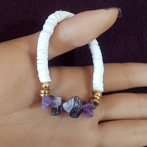 Women's bracelet, amethyst gemstone bracelet, gold tone bracelet,